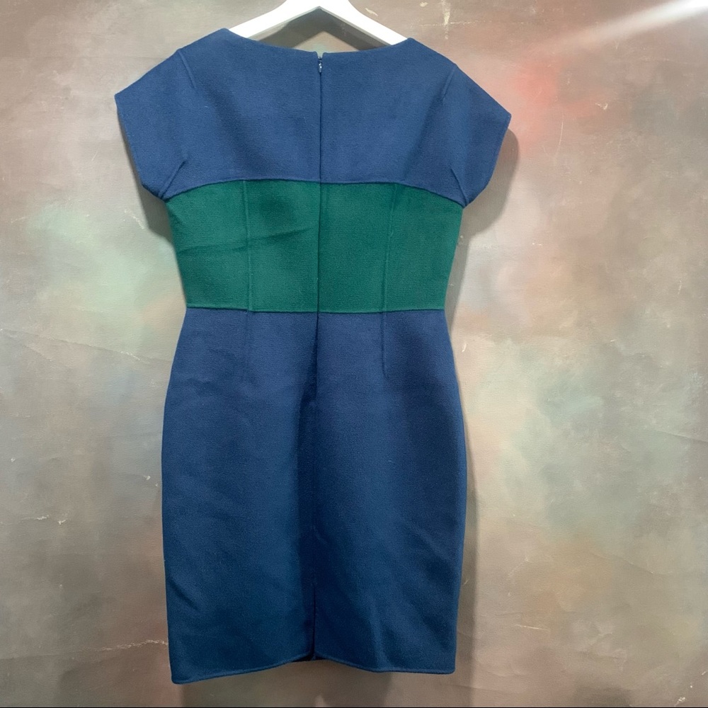 St. John Wool Cashmere blend Dress Sewn by hand in Lapis & Emerald size 6 - Picture 11 of 13